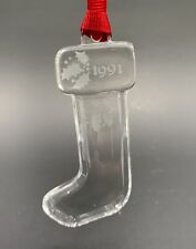 Crystal Christmas STOCKING Orrefors Annual Ornament 1991 EUC 3 in picture