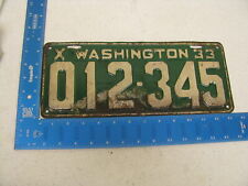 1933 33 WASHINGTON WA LICENSE PLATE TAG SAMPLE 012-345 (KC) picture