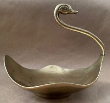 Vintage Metal Brass Swan Figurine Price Products Decorative Trinket Dish Ashtray picture