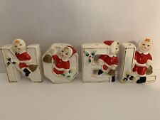 Vintage LIPPER & MANN Japan Ceramic Christmas Santa Kids NOEL Candleholders picture