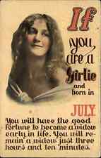 July Birthday Horoscope Fortune Telling Widow Macabre c1910 Postcard picture