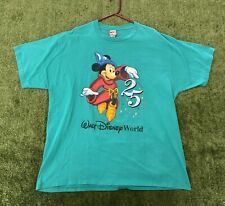 VTG Walt Disney World 25th Anniversary Sorcerer Mickey Inc. XXL  - T-Shirt Teal picture