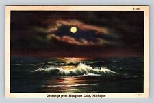 Houghton Lake MI-Michigan, General Lake Greetings Night, Vintage Postcard picture