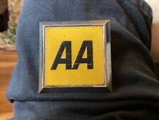 Vintage AA Metal Car Grill Badge Square - Raised Ceramic Lettering c1950’s picture