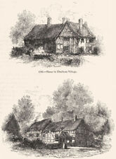 CHARLECOTE. House in Village; Shottery Cottage 1845 old antique print picture picture