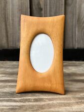 MCM Smooth Teak Wood Oval Minimalist Picture Photo Portrait Frame Easel picture
