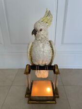 Vintage Ceramic Parrot with art deco frosted glass base, light inside DAMAGED*** picture