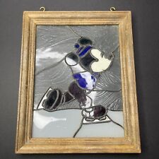 Vintage 1930s-1970s Mickey Mouse On Ice Walt Disney Stained Glass Window RARE picture