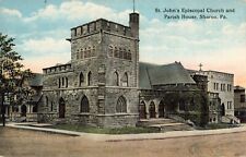 Sharon PA Pennsylvania St Johns Episcopal Church & Parish House Vintage Postcard picture
