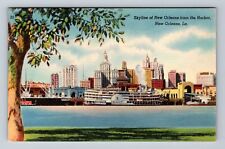 New Orleans LA-Louisiana, Skyline of New Orleans, Harbor, Vintage Postcard picture