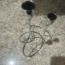 Black+Blum Double Headed Chrome Looped Base Candelabra Candle Holder Used picture
