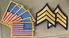 2 Sgt Stripe Yellow/Black Uniform Sleeve Patches Police/Military - 6 USA Flags picture