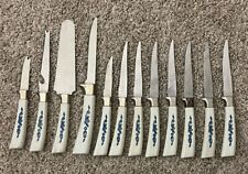 VINTAGE LOT OF 12 LIFETIME CUTLERY OLD STAINLESS KITCHEN KNIVES - CORNING STYLE picture
