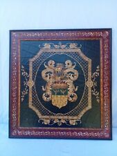 Incredible Vintage French Wooden Crest Royal Coat Of Arms Wall Decorative  picture