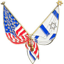 EL4-014 Israel and American Flag Israeli Jewish support Pin 2 inch with dual pin picture