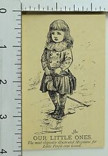 1870's-80's Our Little Ones Illustrated Magazine Cute Girl Horse Trade Card F74 picture