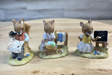 Set of 3 Vintage Enesco Porcelain Mice Mouse Figurines 1976 picture