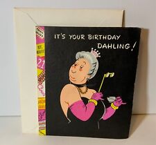 VTG 1952 Barker Cards Birthday Card UNUSED Pop Up Fancy Lady “Open My Big Mouth” picture