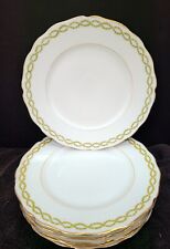 Antique Bernardaud & Co Limoges White Plate Green Border Higgins & Seiter NY 6 picture