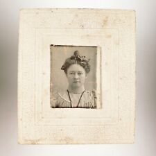 Woman Wearing Hair Up Photo c1900 Card-Mounted Pretty Girl Penny Gem Lady B3035 picture