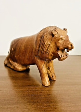 Vtg Carved Wooden Wood Lion Figure  Africa Safari OCI With Sticker picture