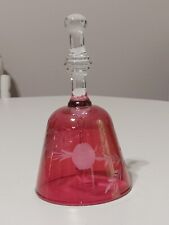 Vintage Rose Red Clolored Glass Bell with Etching.  picture
