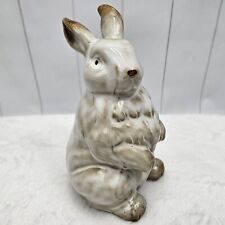 Sitting Ceramic Bunny Rabbit Glazed Springtime Décor Easter Cream Brown picture