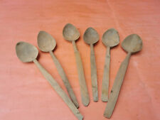 OLD ANTIQUE PRIMITIVE WOODEN HANDMADE CARVED SPOONS PADLE - LOT OF 6 picture