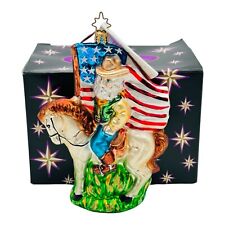Christopher  Radko Santa Claus Cowboy Horseback American Flag Ornament 6” RARE picture