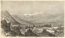 View of the Chilian cordillera, from Santiago. Chile Andes 1864 ILN full page picture