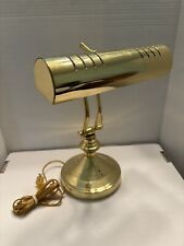 Vintage Bankers Library Piano Desk Lamp Bright Brass Finish Adjustable 13” Tall picture