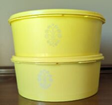 2 Tupperware Vintage Yellow Harvest Gold Storage Canisters 1204 W/Lids 8