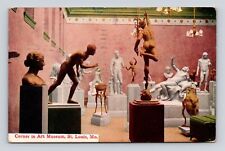 Antique Old Postcard Art Museum Sculptures Busts St Louis Cancel 1908 picture