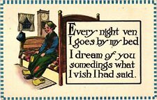 Cartoon Dutch Boy Every Night Ven I Goes By My Bed Divided Postcard c1913 picture
