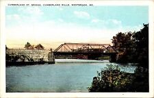 Cumberland St Bridge Mills Westbrook Me Maine Tichnor Postcard picture