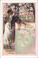 R. Dutz Medieval Romance Four Seasons in German c1910 Postcard SPRING picture