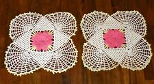 Set of Two Vintage Doilies with Layered Pink Roses picture