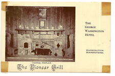 WASHINGTON PA Pioneer Grill George Hotel Fireplace Vtg picture
