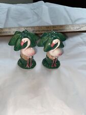 Vintage Pair/2 Japan Pink Flamingo Mini Figurines MCM Art Deco Ceramic 3