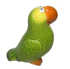 Vtg 1980s Quon Quon Big Eyed Green Parrot Love Bird Figurine 1983 Japan picture