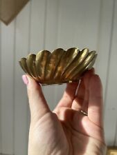 Vintage Heavy Brass Scalloped Swirl Jewelry Dish Made In India picture