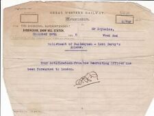 Great Western Railway Memorandum 1915 Enlistment of Railwaymen Scheme Ref 37361 picture