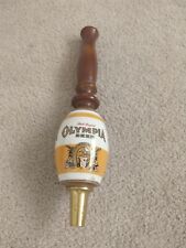 (Oly) Olympia Beer Barrel Tap Handle Brass, Ceramic, Wood, Vintage, Man cave picture