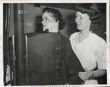 1949 Press Photo Irene Van Kempen helps Mary Manning in x-ray procedure, Boston picture