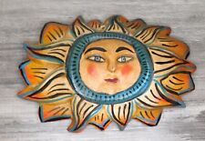 Vintage Mexican Wood Carved Wall Art ~ Celestial Sun ~ Mexican Folk Art picture