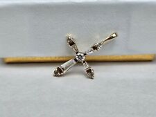 Fine Estate Jewelry Real 10kt 10K Yellow Gold CZ Holy Cross Pendant Charm picture