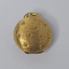 VTG Houbigant Chantilly Solid Perfume Gold Tone Beaded STAR Compact 1 3/8