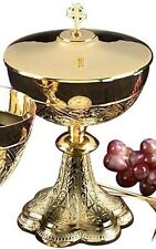 Gold Plated Vine Embossed Ciborium With Celtic Cross Handle Lid, 9 1/2 Inch N.G. picture