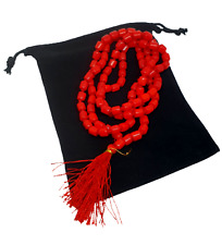 Red Coral Tibetan Gemstone Mala 108 Tube Beads Prayer Meditation Peace With Bag picture
