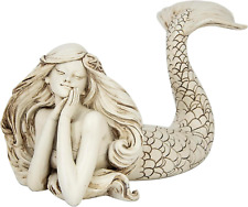 Mermaid Figurine Statue Distressed Beach Room Decor Shelf Sculpture Coastal Merm picture